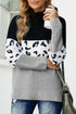 Turtleneck Splicing Chunky Knit Pullover Sweater